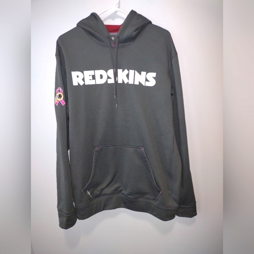 NFL Team Apparel Redskins breast cancer awareness hoodie, men's Large, therma-fi